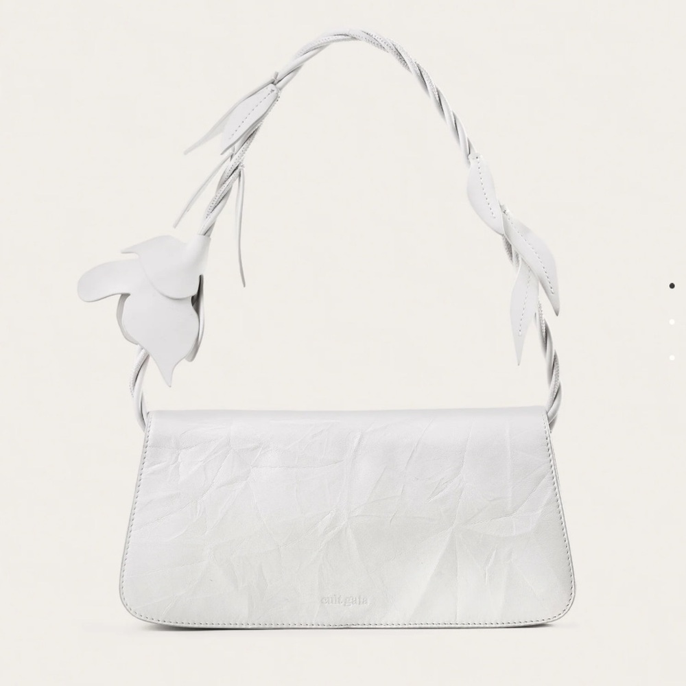 Cult Gaia Cosette Antique White Floral Leaf Strap Accent Shoulder Bag NWT